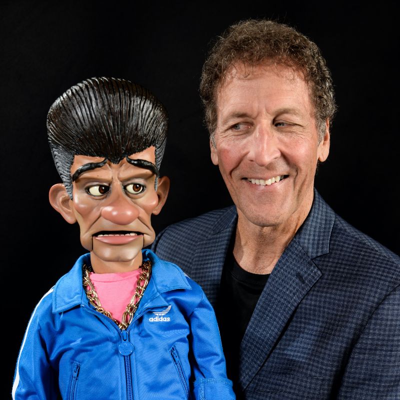 Brad Cummings and his puppet, Wisecracking Wiseguy Tony